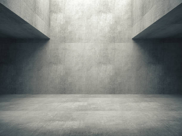 пустая абстрактная бетонная комната и боковой свет,3d рендеринг - cement стоковые фото и изображения