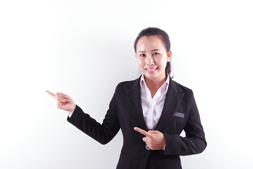 Asian businesswoman on white background