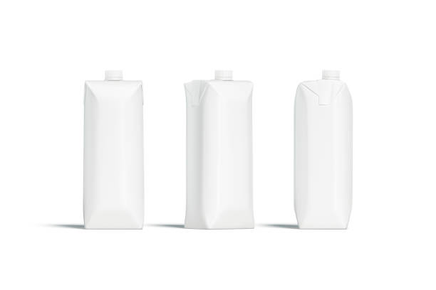 istock Blank white prisma juice pack with lid mockup set, sides 1067048534