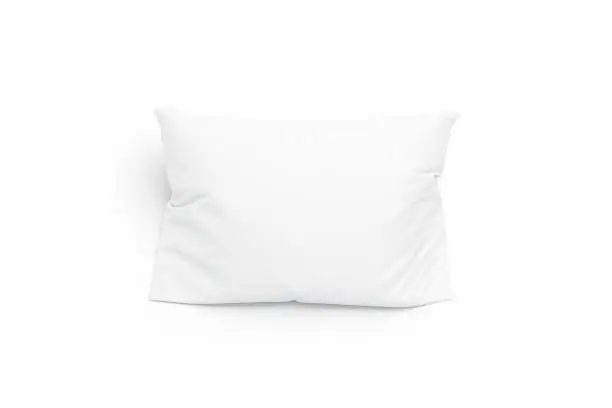 Blank white pillow mockup, isolated, top view, 3d rendering. Empty bedding pad mock up. Clear comfort pilow for sleep template. Soft cushion in cloth for home or hotel.