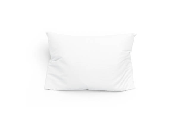 maquete de travesseiro branco em branco, isolado, vista superior - pillow cushion isolated bedding - fotografias e filmes do acervo