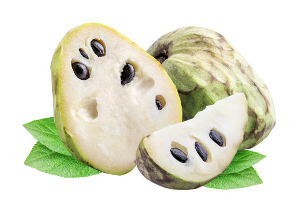 Collection of cherimoyas isolated on white background with shadow. Clipping path. Collection of  cherimoyas (sugar apple) isolated on white background with shadow. Clipping path. annonaceae stock pictures, royalty-free photos & images