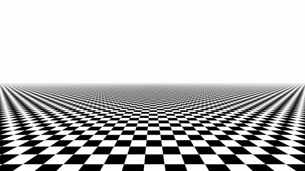 istock Checkered abstract wallpaper, black and white flooring illusion pattern texture background. 3d squares illustration 1067058156