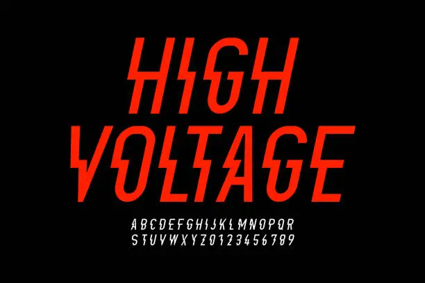 Vector illustration of Hight voltage style modern font