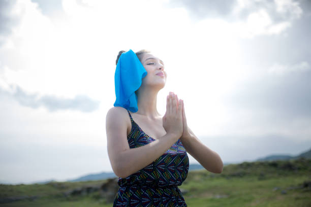 woman meditating in nature