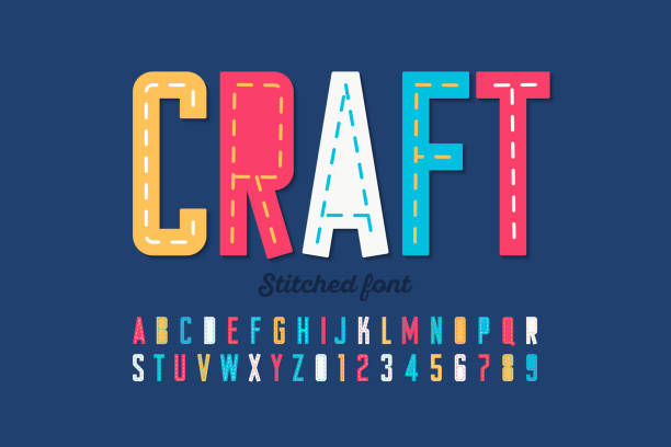 ilustrații de stoc cu font cusut - meşteşug