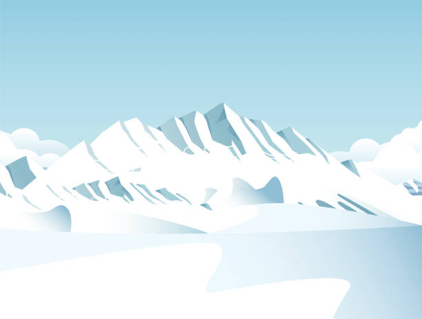 schneebedeckte berge - polarklima stock-grafiken, -clipart, -cartoons und -symbole