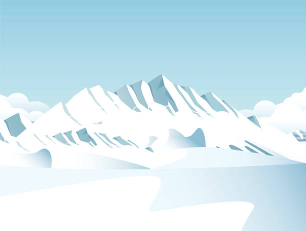 заснеженные горы - arctic ice stock illustrations