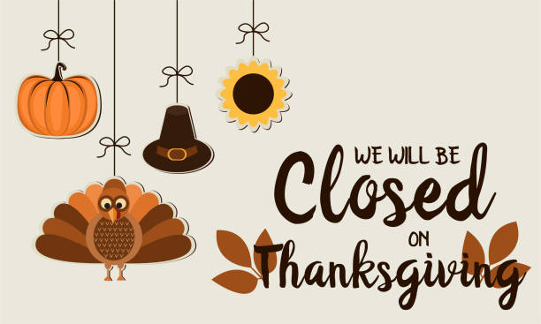 stockillustraties, clipart, cartoons en iconen met thanksgiving, we zullen worden gesloten - dicht