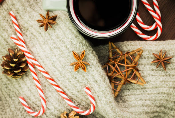 istock Winter and New Year theme. Christmas tea with spices 1067084080
