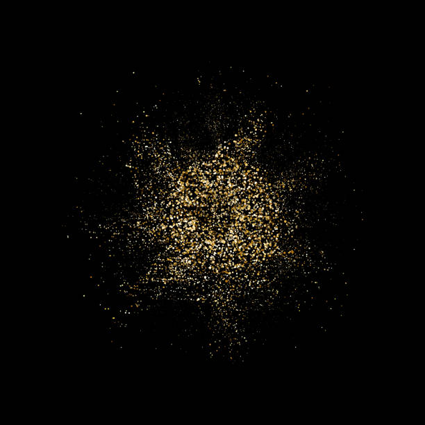 istock Golden glitter explosion. Bright dust splash. Gold glitter particles splatter. Sparkling firework on black background. Vector illustration 1067087804