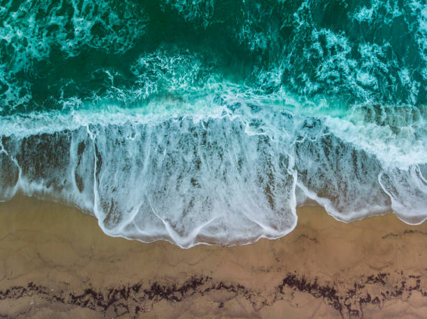 istock Aerial shot dirty coast wave 1067099208