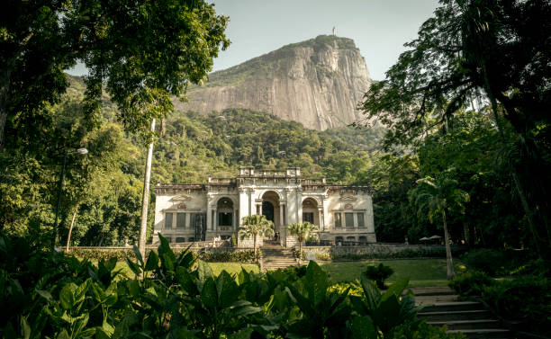 parque enrique lage en la ciudad de río de janeiro, brasil - christ the redeemer rio de janeiro brazil corcovado fotografías e imágenes de stock