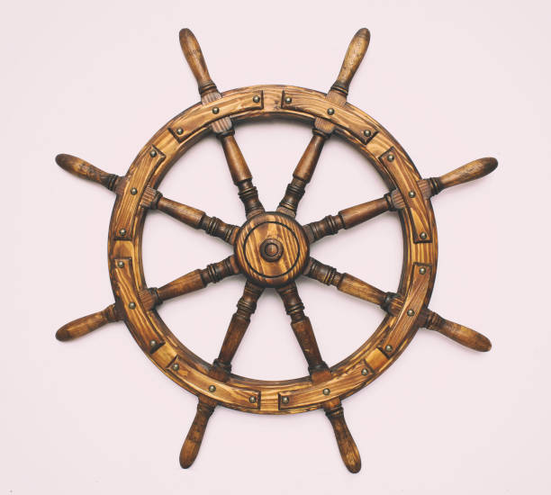 istock Steering hand wheel ship on white background 1067103980