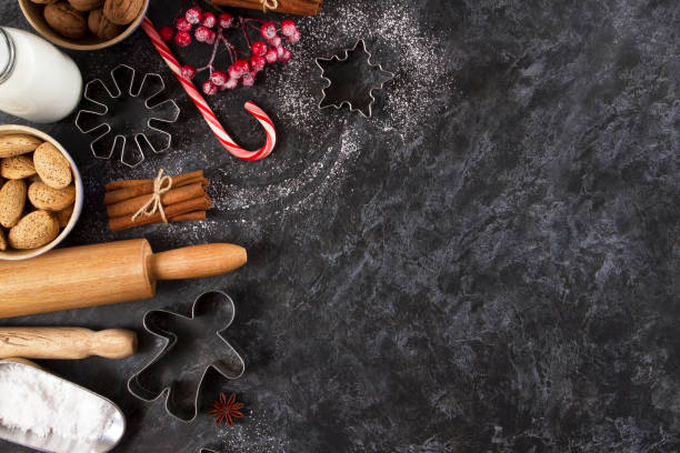 fondo de navidad de la hornada - anise baked biscuit brown fotografías e imágenes de stock