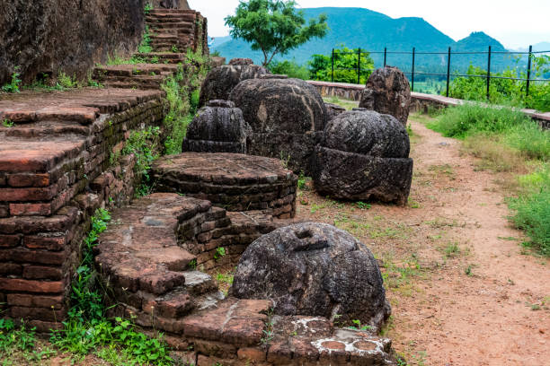 istock Small finished circle stone with broken house bricks at Buddhist place at Bojjannakonda & Lingalakonda , Sankaram village, Visakhapatnam, India. 1067106774