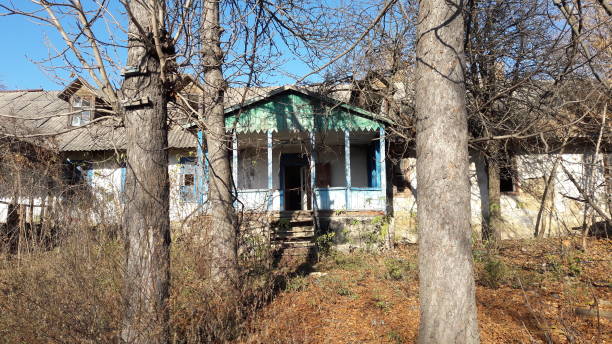 istock Old abandon building. Front facade of an abandoned building 1067110336