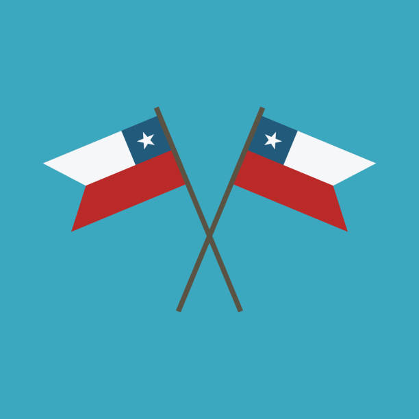 Chile flag icon in flat design Chile flag icon in flat design. Independence day or National day holiday concept. flag of chile stock illustrations