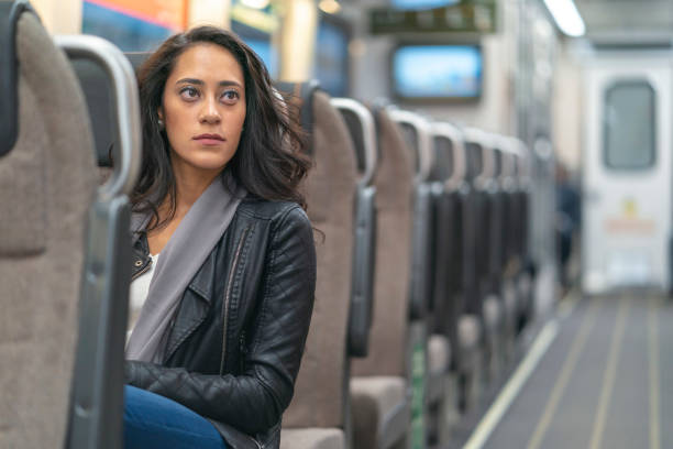 istock Woman on the train 1067122140