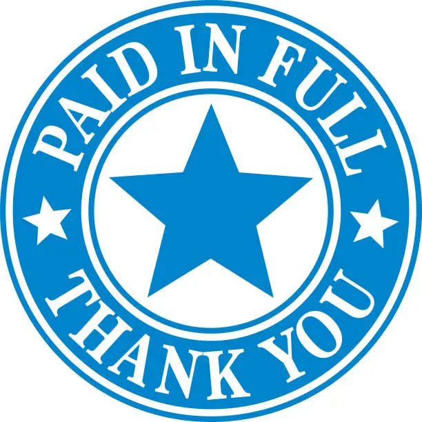 Vector illustration of Paid In Full Thank You Label