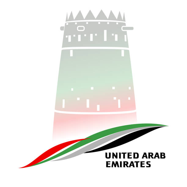 vektor-illustration farbe hintergrund vereinigte arabische emirate - dubai united arab emirates traditional culture camel stock-grafiken, -clipart, -cartoons und -symbole