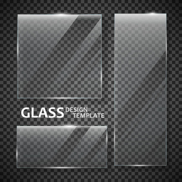 Glass plates set Glass plates set. Glass banners isolated on transparent background. Graphic concept for your design. control panel stock illustrations
