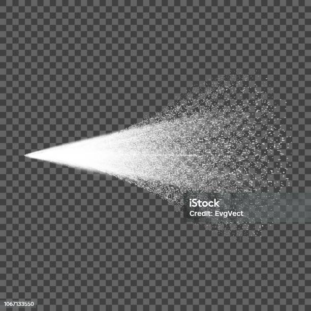 Vector Effect Of White Water Spray Pulverizer Cosmetic Jets The Design Element Is Isolated On A Transparent Background Stock Illustration - Download Image Now