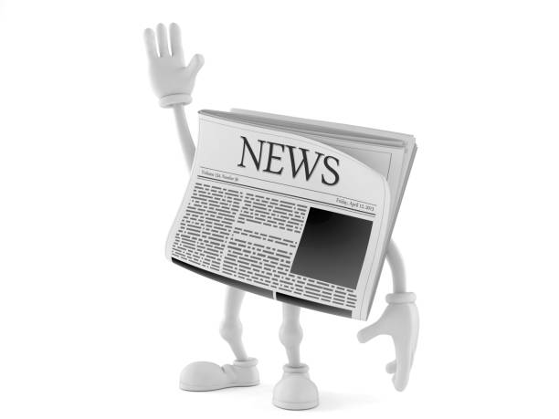 istock Newspaper character with hand up 1067146134