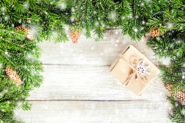 istock Wooden background with gifts. Selective focus. Decor. 1067154166