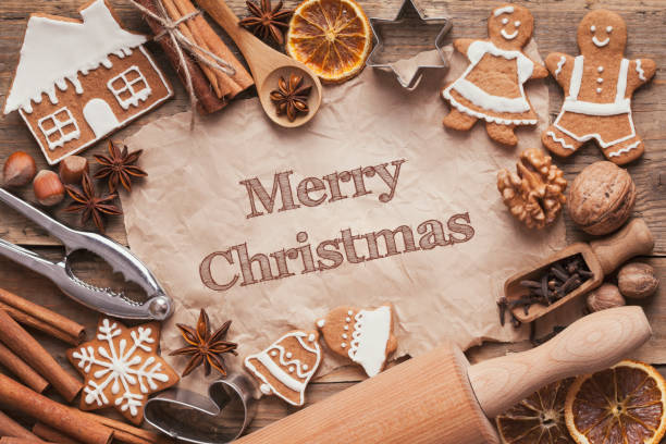 istock Holiday template with Christmas spice and ornaments 1067157572