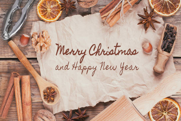 istock Holiday template with Christmas spice and ornaments 1067158830