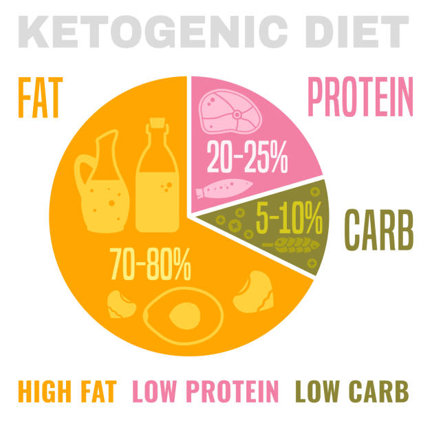 Low carbohydrate high fat ketogenic diet poster. Colourful vector illustration isolated on a light background. Healthy eating concept.