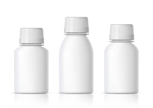 istock Cool Realistic White plastic bottle. Product Packing Cosmetic, medicine. 1067164782