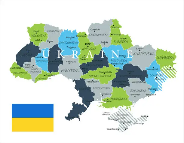 Vector illustration of Map of Ukraine - Vector