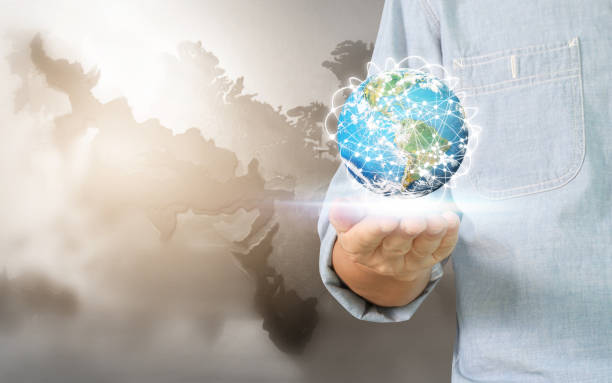 istock Businessman hand touching network connection. Elements of this image furnished by NASA 1067174192