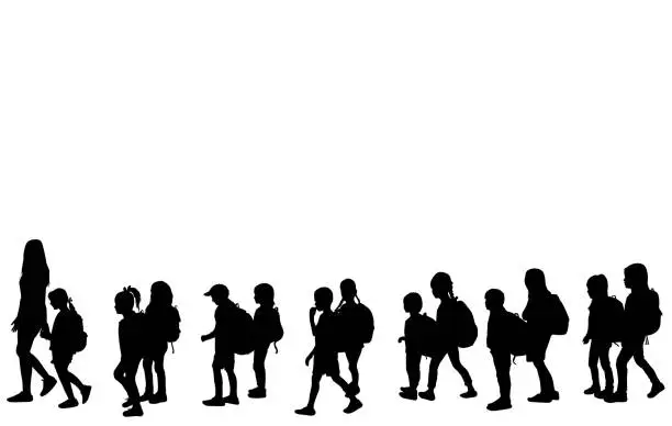 Vector illustration of Childrens on their way to school.