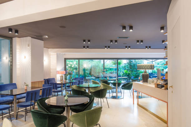 istock Modern restaurant interior in city center 1067205780