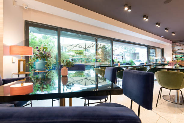 istock Modern restaurant interior in city center 1067205812