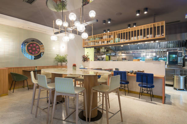 istock Modern restaurant interior in city center 1067205814