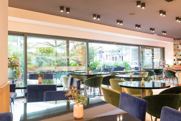 istock Modern restaurant interior in city center 1067205818