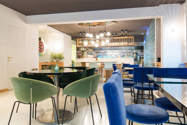 istock Modern restaurant interior in city center 1067206050