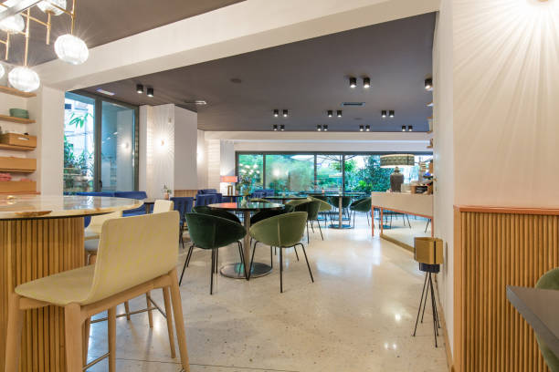 istock Modern restaurant interior in city center 1067206258