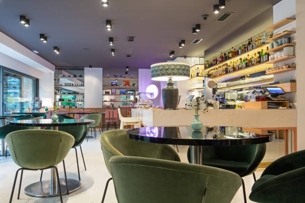 istock Modern restaurant interior in city center 1067210522