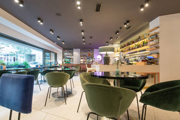 istock Modern restaurant interior in city center 1067212454