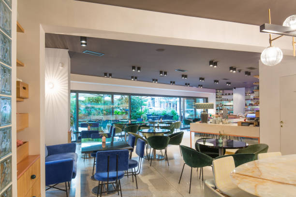istock Modern restaurant interior in city center 1067212516