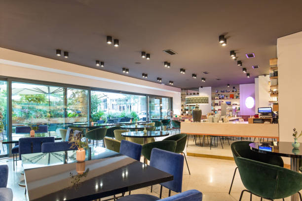 istock Modern restaurant interior in city center 1067212526