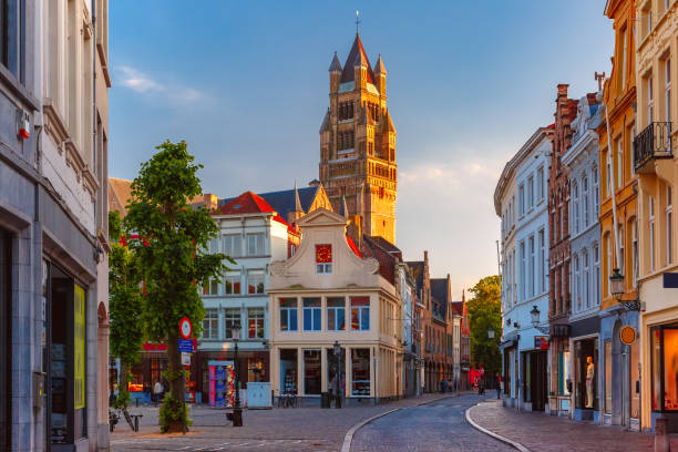 istock Old town at sunset, Bruges, Belgium 1067220722