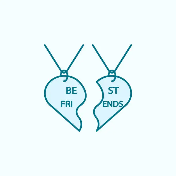 Vector illustration of pendant best friends 2 colored line icon. Simple colored element illustration. pendant best friends outline symbol design from friendship set