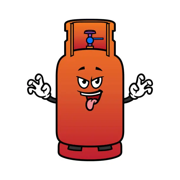 Vector illustration of Cartoon Scaring Gas Cylinder Character