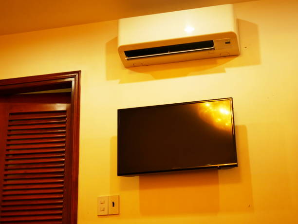 Air Conditioner on wall and display LED TV